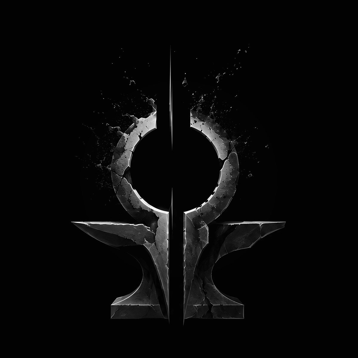 Nullsmith Interactive square logo: the cracked-steel anvil on black